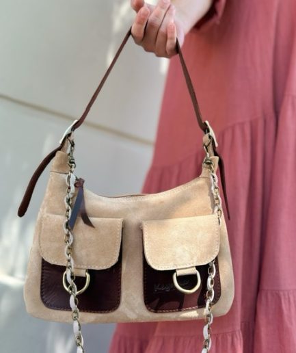 Cartera Lisboa beige y chocolate